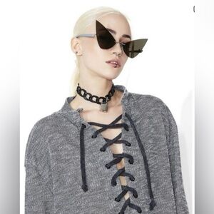 NWT!!! Revolve Daydream Nation LA X Dolls Kill Terry Lace-up Dream Pullover L